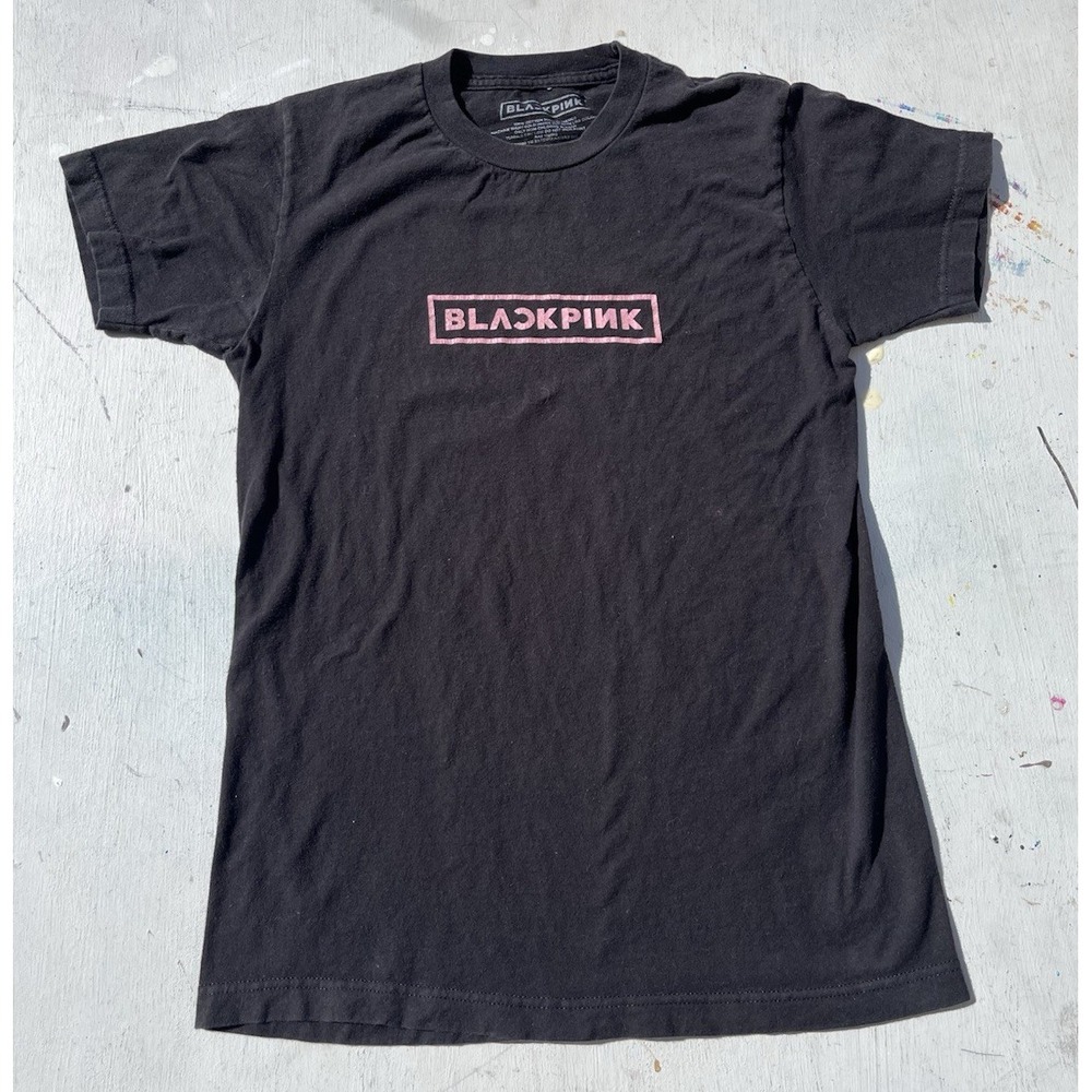 Women's BlackPink T-Shirt Black Logo S K-Pop Music Face Singer R&B Korean Casual
